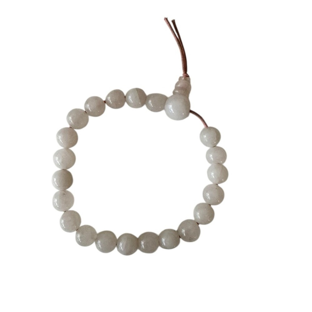 Women's White Beaded Bracelet Gemstones Stretch Boho Coastal Y2K Preppy Chic‎
